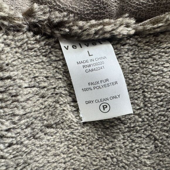 Velvet faux fur and suede open front vest brown size large - Picture 5 of 5